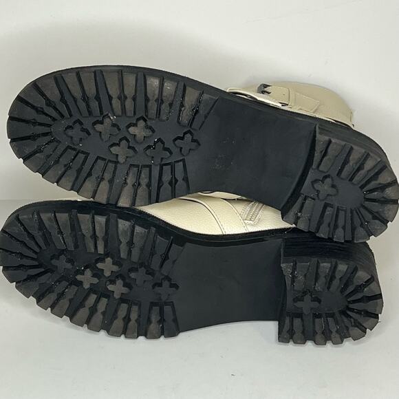 Kenneth Cole Reaction Women's Boots Size 9 Ivory Tate Biker Jewel Faux Leather - Picture 4 of 13